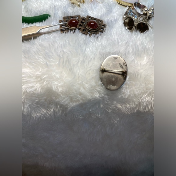 VINTAGE SILVER CAMEO ABALONE MOTHER OF PEARL ITALY Sterling 1850-1900’s C-clasp - Picture 11 of 12